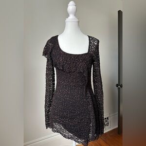 ELANA KATTAN Lace Ruffle Sheer Lined Whimsigoth Fairy Longsleeve Size M